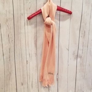NWOT Pink and Gray Polkadot "Guess" Fringe Scarf!